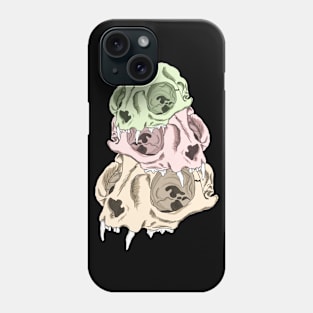 Trhee skull Cat Phone Case