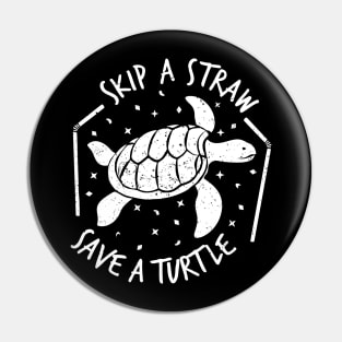 Skip a Straw Save a Turtle for Earthday - Vintage Retro Design T Shirt 4 Pin