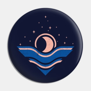 Moon and Ocean. Minimalist illustration Pin