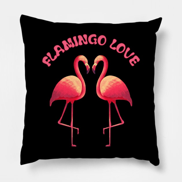 Flamingo love Pillow by All About Nerds