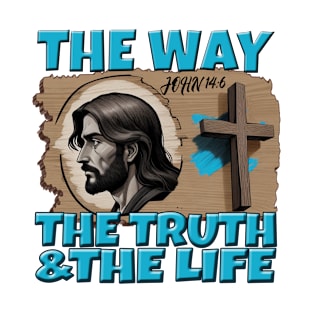 THE WAY THE TRUTH THE LIFE WITH CROSS DARK COMIC STYLE T-Shirt