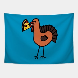 Thanksgiving Turkey Eating Pizza Tapestry