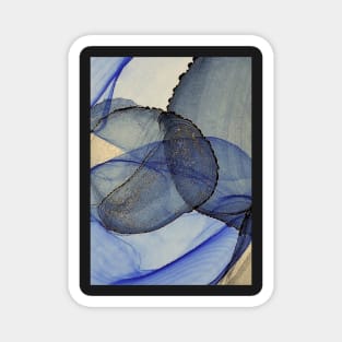 Blue, Grey and Black Abstract Art Magnet