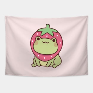 Cute Frog With Strawberry Hat Tapestry