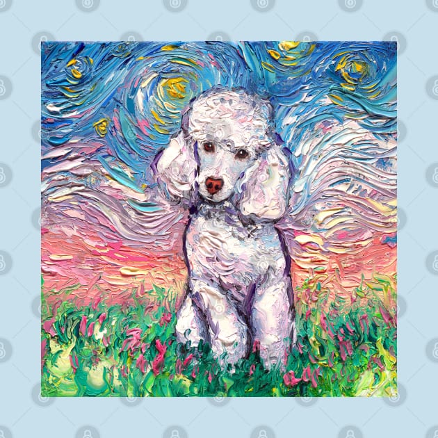 White Toy Poodle Night by sagittariusgallery