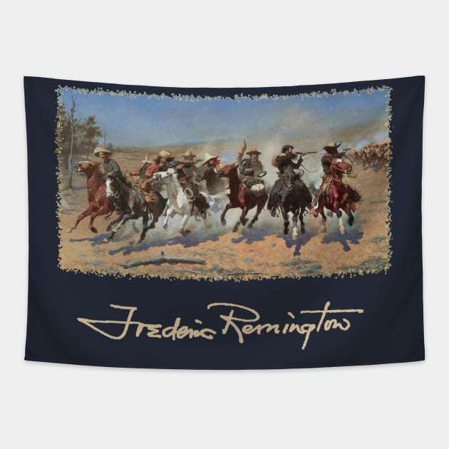 A Dash for Timber by Frederic Remington Tapestry by MasterpieceCafe