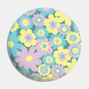 80s pastel retro flowers, pastel pink, pastel green, pastel yellow, lilac, 60s retro pattern, groovy florals Pin