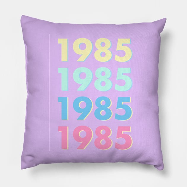 1985 Pastel Typography - Personalized Year Retro Nostalgic Art Print Pillow by thejamestaylor