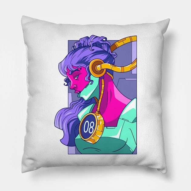 Technology Girl Pillow by Mako Design 