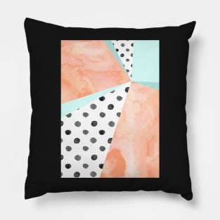 coral sky watercolor dots color block Pillow