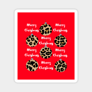 Christmas Leopard Baubles Magnet