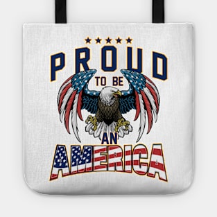 Proud To Be An American Graphic Eagle American Flag Ribbon Tote