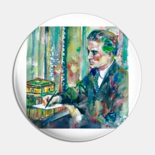 F. SCOTT FITZGERALD in his studio - watercolor portrait Pin