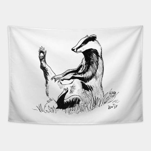 Badger showing leg Tapestry by Interfector