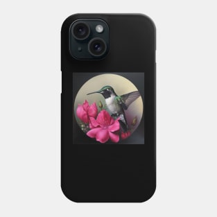 Hummingbird with Bright Pink Flowers in a Circle Phone Case