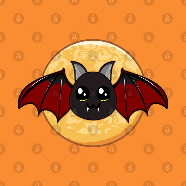 Halloween Vampire Bat Moon Cute by JaussZ