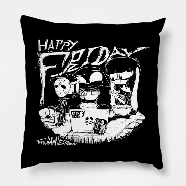 HAPPY FRIDAY (white) Pillow by CombTheCombel