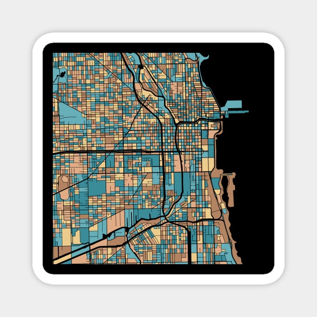 Chicago Map Pattern in Mid Century Pastel Magnet by PatternMaps