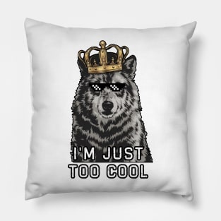 Cool Funny Wolf Crown Pillow