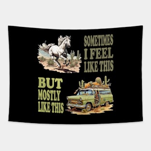 Generation X How I feel  - Abandoned Car in Desert, White Stallion Tapestry