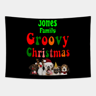 Family Christmas - Groovy Christmas JONES family, family christmas t shirt, family pjama t shirt Tapestry