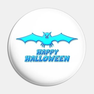 Blue Comics Style Happy Halloween Bat Sticker Coolest Gift Idea for Kids Pin