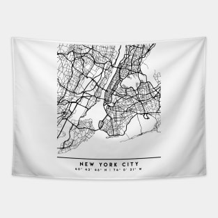 NEW YORK CITY NEW YORK BLACK CITY STREET MAP ART Tapestry