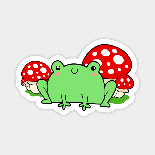 Cute Frog & Mushrooms Cottagecore Nature Magnet by Foxxy Merch