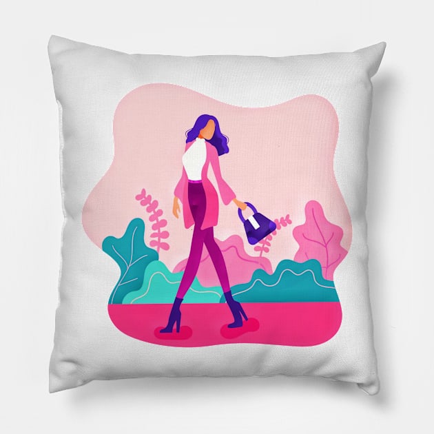 Girl in Fall Fashion Pillow by TheSkullArmy