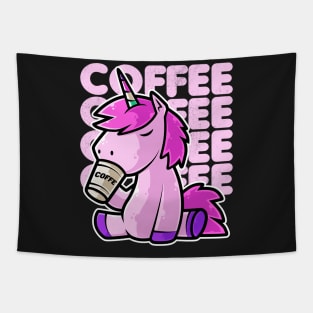 Cute Unicorn Drinking Coffee Kawaii Neko Anime print Tapestry