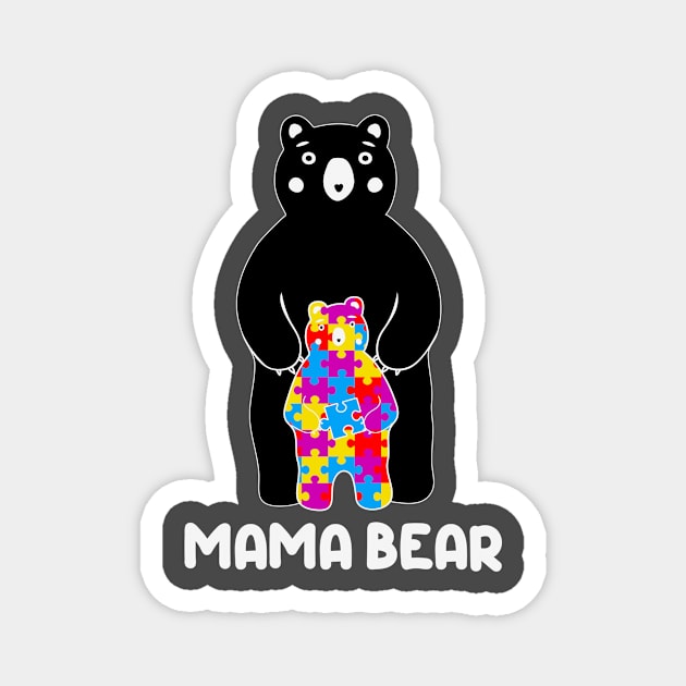 Mama Bear Autism Awareness Gift for Birthday, Mother's Day, Thanksgiving, Christmas Magnet by skstring