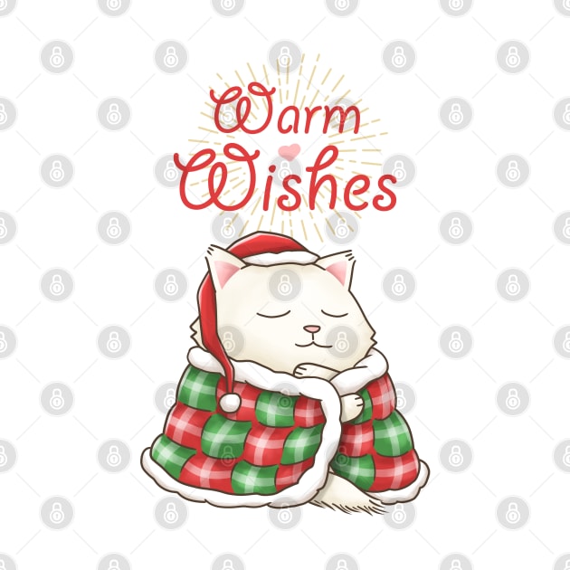 Warm Wishes Christmat Cat in Blanket by Takeda_Art