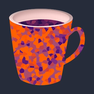 Orange Mosaic Pixel Coffee Cup T-Shirt