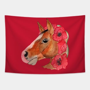 Horse and poppy flowers Tapestry