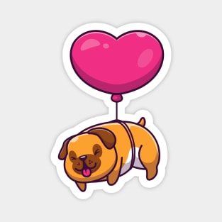 Cute Dog With Love Balloon Cartoon Magnet