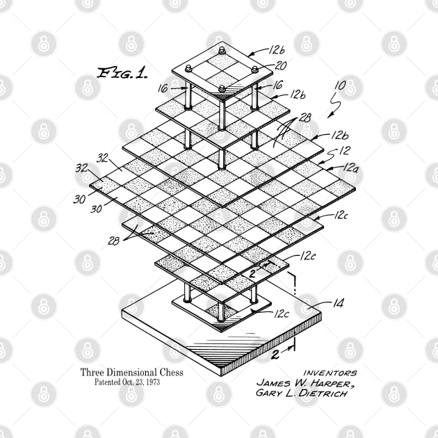 Patent Print 3D Chessboard Boardgamer Gift by MadebyDesign