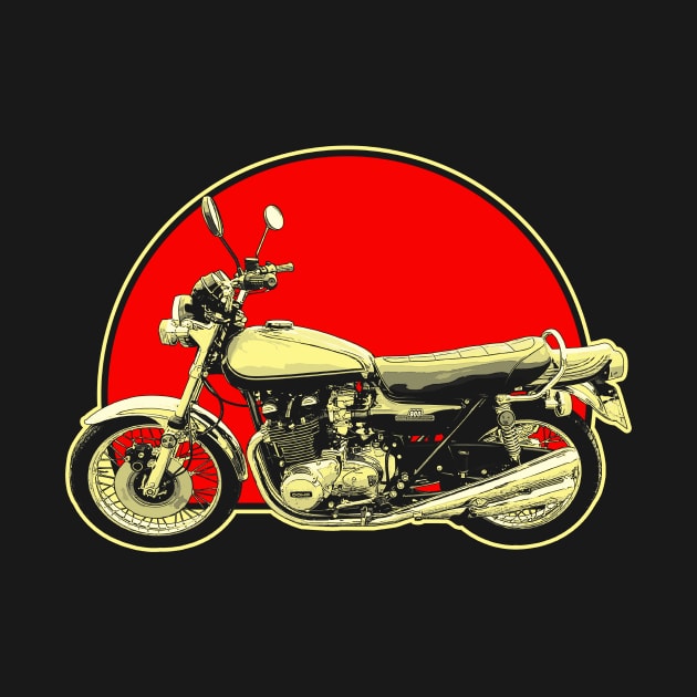 1972 Kawasaki Z1 Retro Red Circle Motorcycle by Skye Bahringer