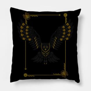 cool owl and gold(no background) Pillow