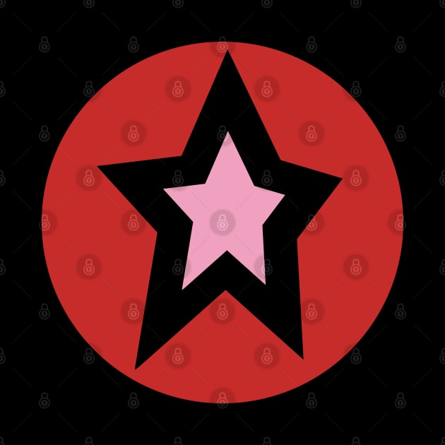 Small Pink Star Red Circle Graphic by ellenhenryart