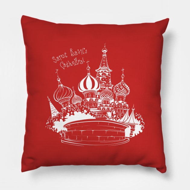 Copy of Saint Basil Cathedral in Moscow Pillow by kavalenkava