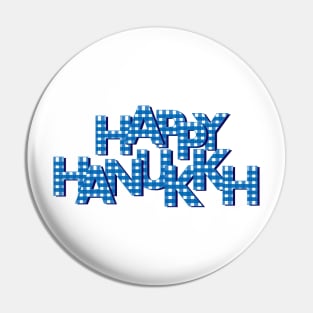 Blue White Happy Hanukkah Pin