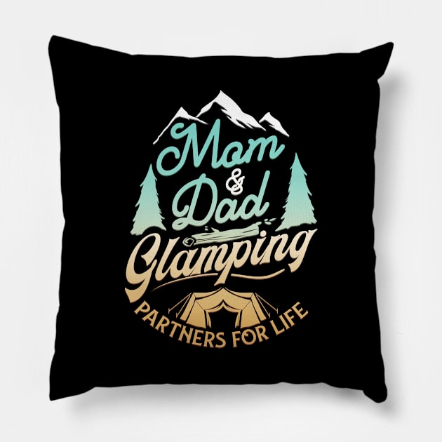 Glamping Mom and Dad Camping Glamper Pillow by ChrisselDesigns