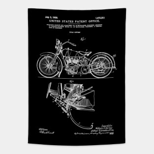 Motorcycle Patent White Tapestry