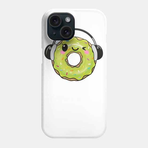 Cool light green donut with headphones Phone Case by Reginast777