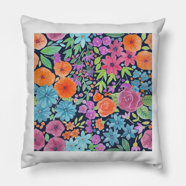 Floral watercolor pattern Pillow by katerinamk