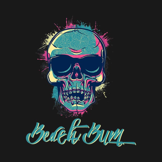 Beach Bum Skull by Watermelon Wearing Sunglasses