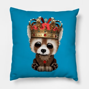 Cute Red Panda Wearing Crown Pillow