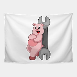 Pig Handyman Wrench Tapestry