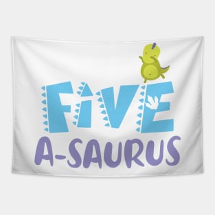 Family Dinosaur Matching 5th Birthday Five-A-Saurus Gift For Boys Kids toddlers Tapestry