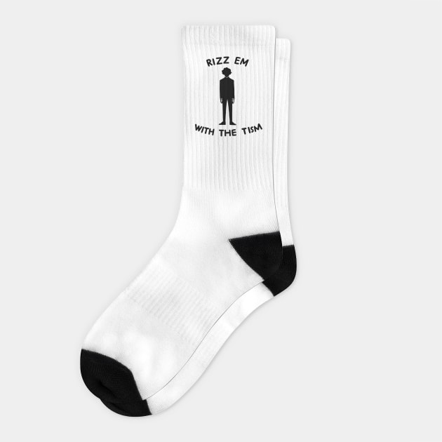 Rizz Em With The Tism minimal meme Socks by TEENIE DESIGN